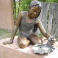 Classic beautiful casting copper sculpture bronze sitting girl statue